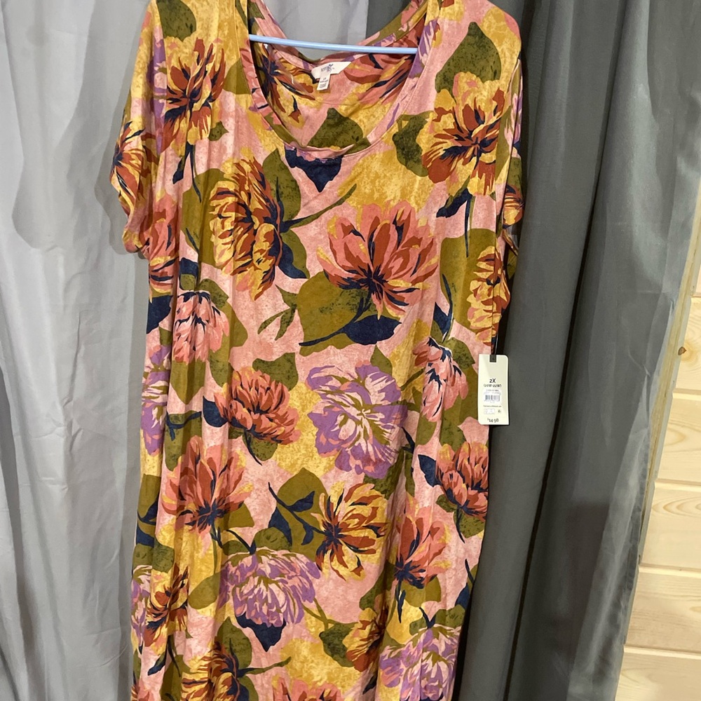 Terra & Sky Floral Dress - Pink, Green, Yellow